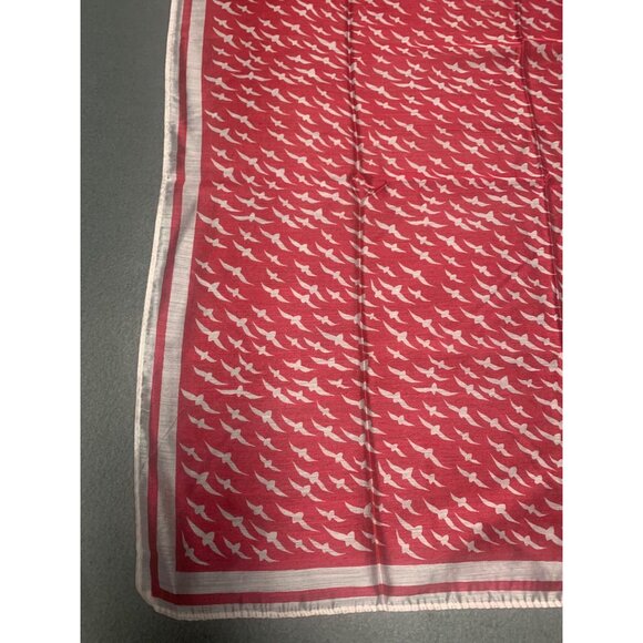 Vintage Red & White Bird Print Scarf Rayon Nylon Made In Japan 20" Square - Picture 2 of 9
